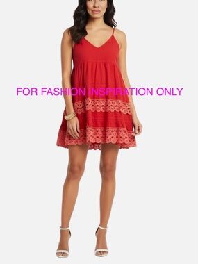 Impeccable Pig Boho Ruffle Dress Women Medium Red Lace Trim Flowy Festival Mini